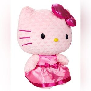 Hello Kitty Plush Pink Heart Dress Sparkle Bow Stuffed Animal Sanrio Valentine